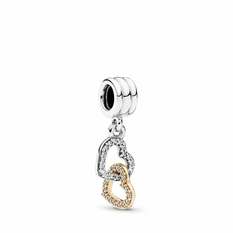 Pandora Interlocked Hearts Dangle Charm - Two Tone/Cubic Zirconia - Canada | AD7188ZD